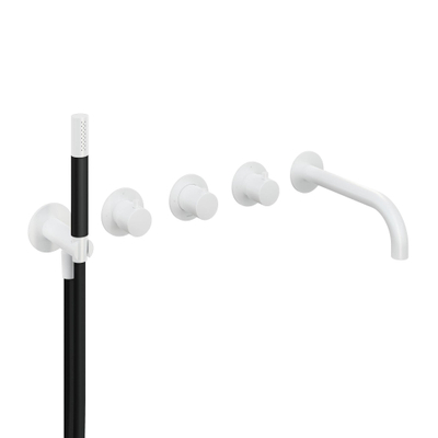 Hotbath Cobber afbouwdeel inbouw bad thermostaat met 2 stopkranen met uitloop mat wit