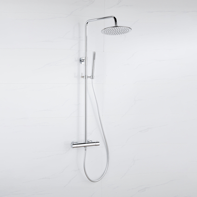 Fortifura Calvi Regendoucheset - thermostatisch - 25cm hoofddouche - gladde slang - staaf handdouche - chroom