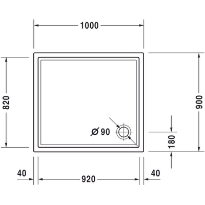 Duravit Starck Slimline douchebak acryl rechthoekig 100x90x5cm wit