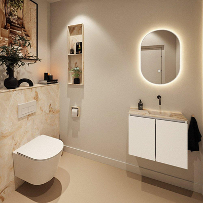 MONDIAZ TURE-DLUX 60cm toiletmeubel Talc. EDEN wastafel Frappe positie rechts. Zonder kraangat.