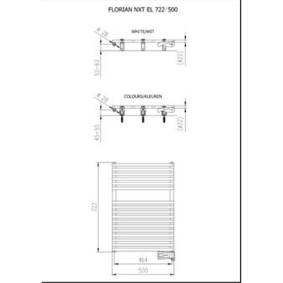 Plieger Florian Nxt-EL III/Fischio elektrische designradiator enkel horizontaal 722x500mm 400W wit (RAL9016)