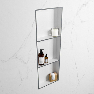 MONDIAZ EASY Nis - 89.5x29.5cm - geschikt voor in- of opbouw - 3 vakken - kleur Plata | Talc