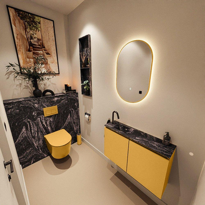 MONDIAZ TURE-DLUX 80cm toiletmeubel Ocher. EDEN wastafel Lava positie links. Met 1 kraangat.