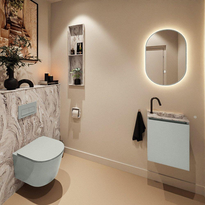 MONDIAZ TURE-DLUX 40cm toiletmeubel Greey. EDEN wastafel Glace positie rechts. Met 1 kraangat.