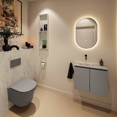 MONDIAZ TURE-DLUX 60cm toiletmeubel Smoke. EDEN wastafel Opalo positie links. Zonder kraangat.