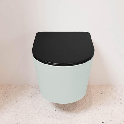 MONDIAZ LAVIE wandclosetpack - 36x53cm - diepspoel - rimless - Greey (grijs) - softclose - quick-release - toiletzitting - Urban (zwart)