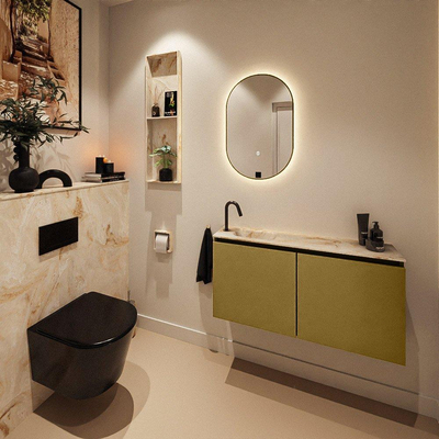 MONDIAZ TURE-DLUX 100cm toiletmeubel Oro. EDEN wastafel Frappe positie links. Met 1 kraangat.