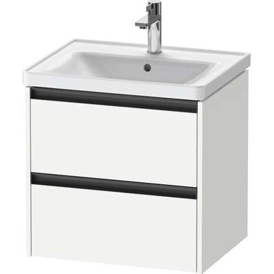 Duravit Ketho 2 Wastafelonderkast - 2 laden - 58.4x45.5x54.9cm - grepen antraciet - wit mat
