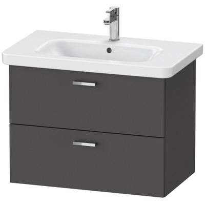 Duravit XBase Wastafelonderkast 73x44.8x56cm Standaard greep met softclose spaanplaat Grafiet Mat