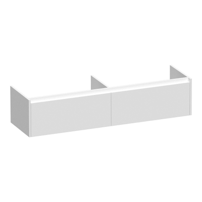 Ichoice Onderkast Turbine 160 Mat Wit 159.8x35x45.5cm MDF meervoudig gelakt Mat Wit met Ocean Slim topblad 160 mat wit en 2 waskommen mat wit SHOWROOMMODEL