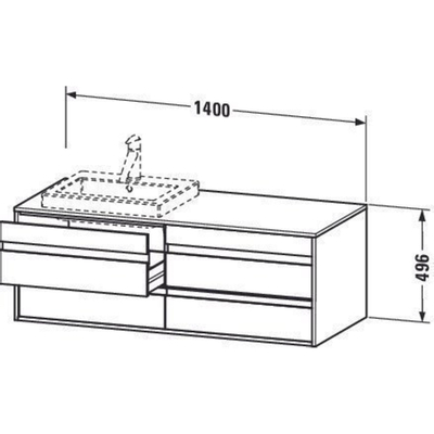 Duravit Ketho Wastafelonderkast 140x55.1x49.6cm Standaard greep met softclose spaanplaat Basalt Mat