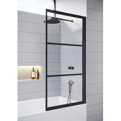 Riho Grid badwand 80x150cm links zwart profiel en helder glas