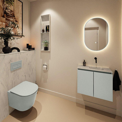 MONDIAZ TURE-DLUX 60cm toiletmeubel Greey. EDEN wastafel Opalo positie rechts. Zonder kraangat.