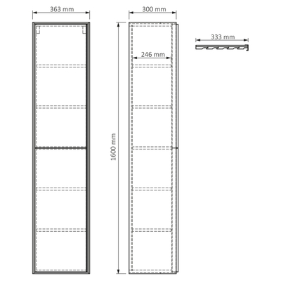 Differnz Elin Hogekast - 36.3x160x30cm - licht eiken