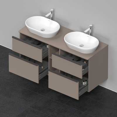 Duravit D-Neo wastafelonderkast 140x66.4x55cm 4 lades Basalt Mat