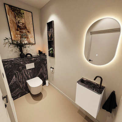 MONDIAZ TURE-DLUX 40cm toiletmeubel Talc. EDEN wastafel Lava positie links. Met 1 kraangat.