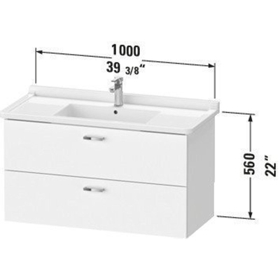 Duravit XBase Wastafelonderkast 100x46.8x56cm Standaard greep met softclose spaanplaat Grafiet Mat