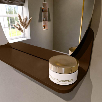 Mondiaz SPOT Badkamerspiegel - rond 40cm - spiegelplanchet - kleur Rust