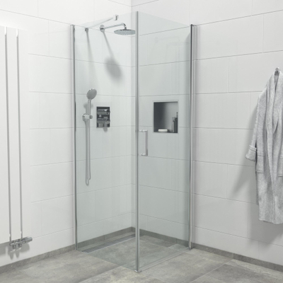 FugaFlow Efficiente Vetro Douchecabine - 1 draaideur - Zijwand - 90x90x200cm - 6mm veiligheidsglas - anti kalk - chroom