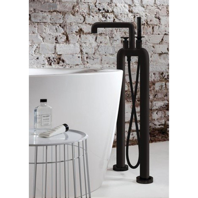 Crosswater Union Vrijstaande Badmengkraan - staand - handdouche - wiel - mat zwart