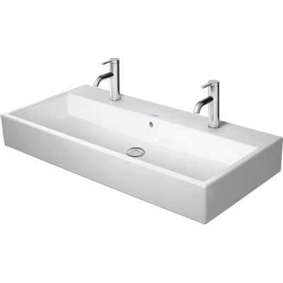 Duravit Vero Air wastafel geslepen met 2 kraangaten met overloop 100x47cm met WonderGliss wit