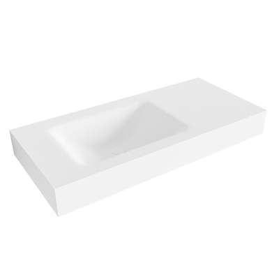 Mondiaz CLOUD Talc Vrijhangende wastafel - 100cm - wasbak links - rand 12cm - Solid surface Talc