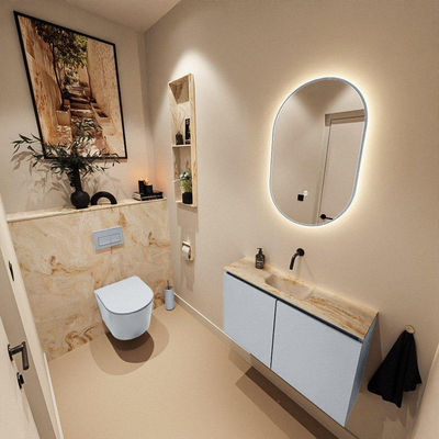 MONDIAZ TURE-DLUX 80cm toiletmeubel Clay. EDEN wastafel Frappe positie midden. Zonder kraangat.
