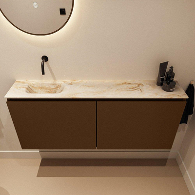 MONDIAZ TURE-DLUX 120cm toiletmeubel Rust. EDEN wastafel Frappe positie links. Zonder kraangat.