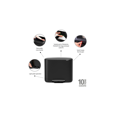 Brabantia Bo Pedaalemmer - 36 liter - kunststof binnenemmer - matt black