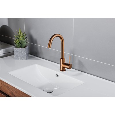 Fortifura Calvi Wastafelmengkraan - hoog - draaibare uitloop - Geborsteld koper PVD (Koper) TWEEDEKANS