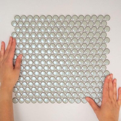 The Mosaic Factory Venice mozaïektegel - 31.5x29.4cm - wandtegel - Rond - Porselein Light Grey Edge Glans