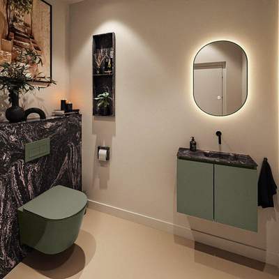 MONDIAZ TURE-DLUX 60cm toiletmeubel Army. EDEN wastafel Lava positie rechts. Zonder kraangat.