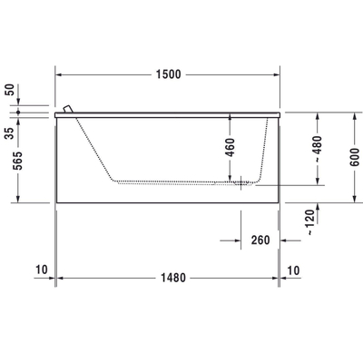 Duravit Starck kunststof inbouwbad acryl rechthoekig 150x75x46cm wit