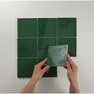 By Goof wandtegel - 13x13cm - 10mm - Vierkant - Oud groen Glans