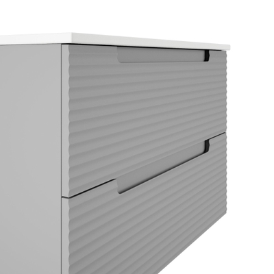 Adema Prime Balance Badkamermeubelset - 80x55x45cm - 1 rechthoekige keramische wasbak wit - 1 kraangat - 2 lades - rechthoekige spiegel - mat greige (grijs)