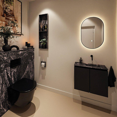 MONDIAZ TURE-DLUX 60cm toiletmeubel Urban. EDEN wastafel Lava positie rechts. Zonder kraangat.