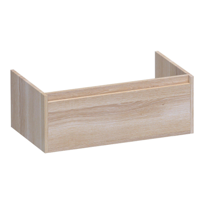 BRAUER Hope wastafelonderkast - 80x30x45.5cm - 1 softclose lade greeploos - 1 sifon uitsparing - massief eiken - lamellen eiken wit