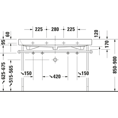 Duravit HappyD2 onderstel voor wastafel 231812 chroom