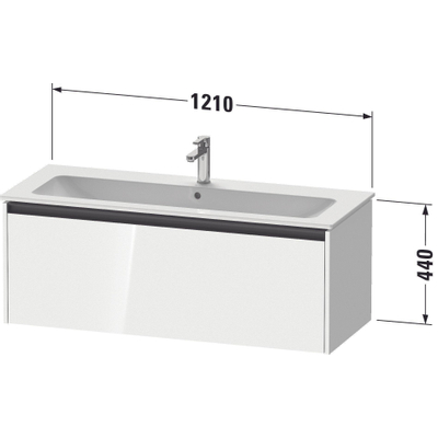 Duravit Ketho 2 wastafelonderbouwkast met 1 lade voor enkele wastafel 121x48x44cm met greep antraciet basalt mat