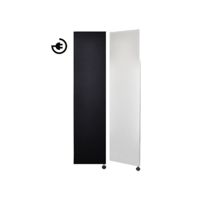 Sanicare electrische design radiator Denso 180 x 40 cm. mat zwart met thermostaat chroom (rechtsonder)