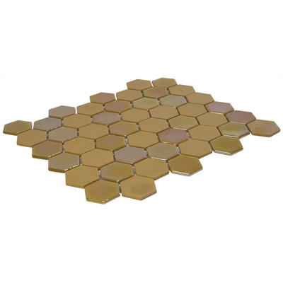 The Mosaic Factory Valencia mozaïektegel - 27.6x32.9cm - wandtegel - Zeshoek/Hexagon - Gerecycled glas Mustard mat/glans