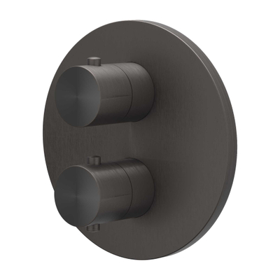 IVY Concord Regendoucheset - inbouw - 2-weg stop-omstel - 20cm plafondbuis - 25cm medium hoofddouche rond - glijstang met uitlaat - 150cm doucheslang - staafmodel handdouche - RVS316 - geborsteld carbon black PVD