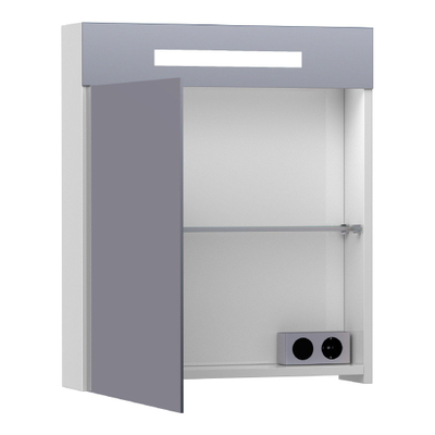 BRAUER Promise Deluxe spiegelkast - 60x70x15cm - met directe verlichting 1 linksdraaiende dubbelzijdige spiegeldeur hoogglans wit