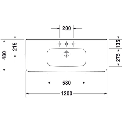 Duravit Durastyle wastafel 120x48cm 1 kraangat met overloop wit