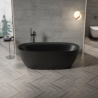ZEZA Eloise Vrijstaand bad - 170x80cm - acryl - sifon - mat zwart OUTLETSTORE