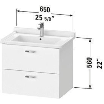 Duravit XBase Wastafelonderkast 65x46.8x56cm Standaard greep met softclose spaanplaat Grafiet Mat