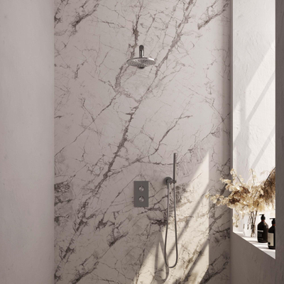 Brauer Brushed Edition Regendoucheset inbouw - hoofddouche 20cm - gladde knop - handdouche Staaf 1 stand - PVD - geborsteld RVS