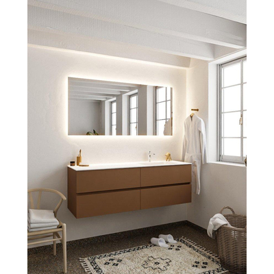 MONDIAZ VICA Badkamermeubelset - 150cm - 4 lades - wasbak Cloud rechts - 1 kraangat - solid surface rust