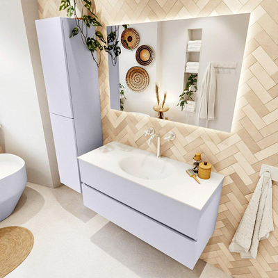 Mondiaz VICA Badkamermeubelset - 110cm - cale - 2 lades - Wastafel MOON - midden - 1 kraangat - kleur talc - XL versie 60cm hoog