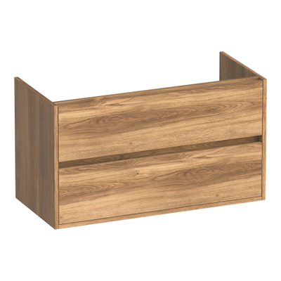 BRAUER Adore wastafelonderkast - 100x46x55cm - 2 softclose lades - greeploos - 1 sifon uitsparing - Honey